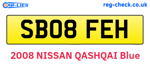 SB08FEH are the vehicle registration plates.