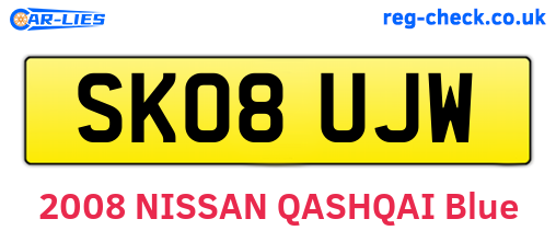 SK08UJW are the vehicle registration plates.