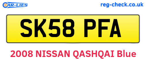 SK58PFA are the vehicle registration plates.