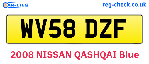WV58DZF are the vehicle registration plates.