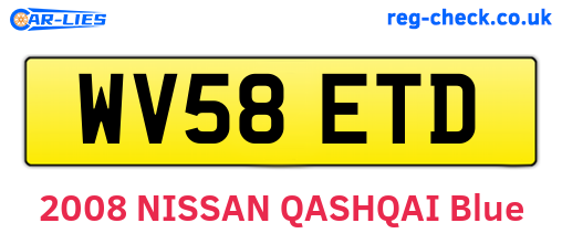 WV58ETD are the vehicle registration plates.
