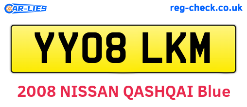 YY08LKM are the vehicle registration plates.