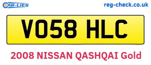 VO58HLC are the vehicle registration plates.