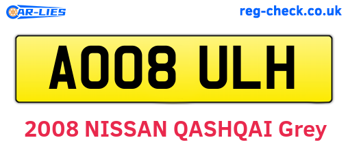 AO08ULH are the vehicle registration plates.