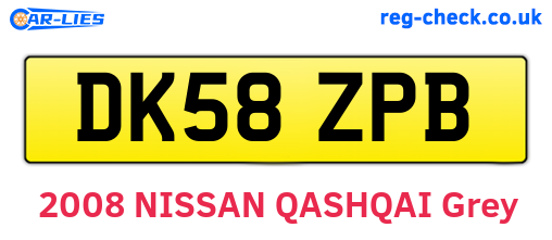 DK58ZPB are the vehicle registration plates.