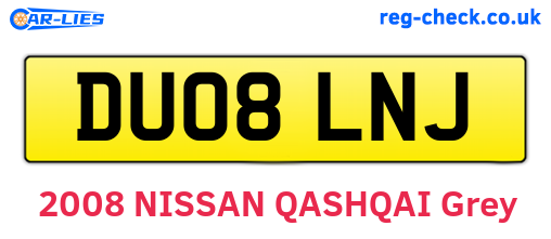 DU08LNJ are the vehicle registration plates.