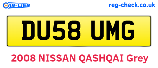 DU58UMG are the vehicle registration plates.