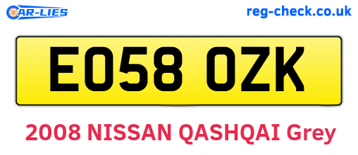 EO58OZK are the vehicle registration plates.