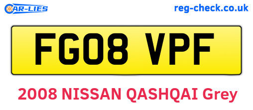 FG08VPF are the vehicle registration plates.