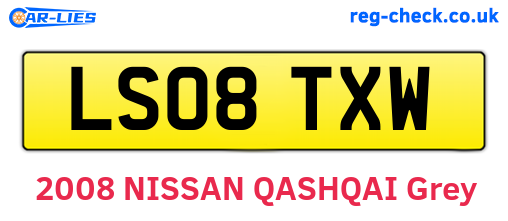 LS08TXW are the vehicle registration plates.
