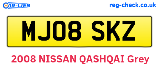 MJ08SKZ are the vehicle registration plates.