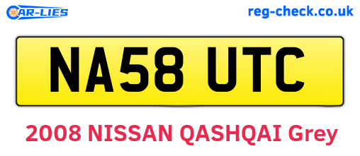 NA58UTC are the vehicle registration plates.