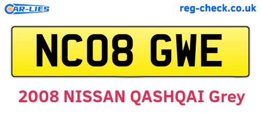 NC08GWE are the vehicle registration plates.