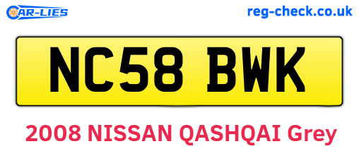 NC58BWK are the vehicle registration plates.