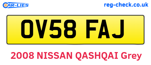 OV58FAJ are the vehicle registration plates.