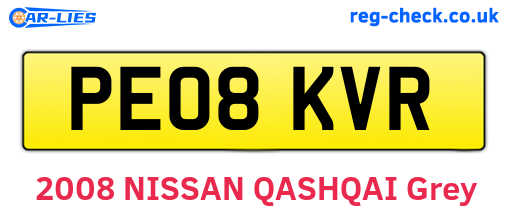 PE08KVR are the vehicle registration plates.