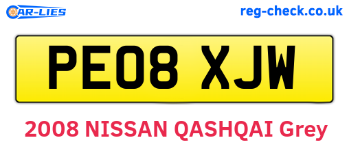 PE08XJW are the vehicle registration plates.