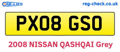 PX08GSO are the vehicle registration plates.
