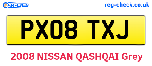 PX08TXJ are the vehicle registration plates.