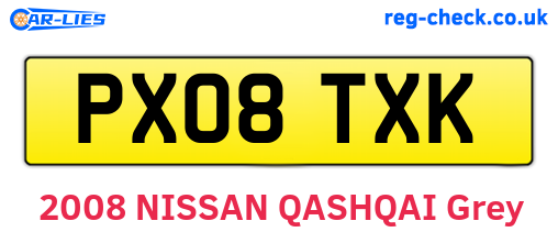 PX08TXK are the vehicle registration plates.