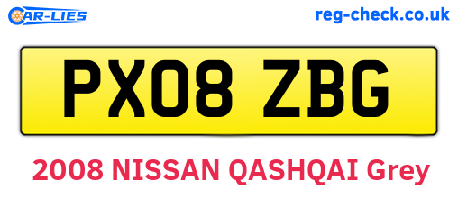 PX08ZBG are the vehicle registration plates.