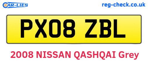 PX08ZBL are the vehicle registration plates.