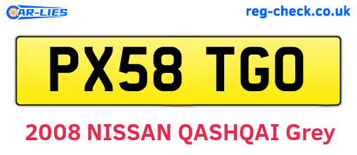 PX58TGO are the vehicle registration plates.