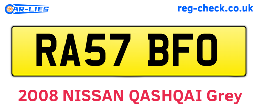 RA57BFO are the vehicle registration plates.