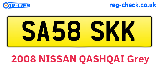 SA58SKK are the vehicle registration plates.
