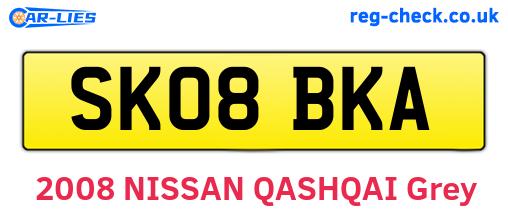 SK08BKA are the vehicle registration plates.