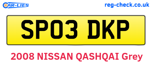 SP03DKP are the vehicle registration plates.