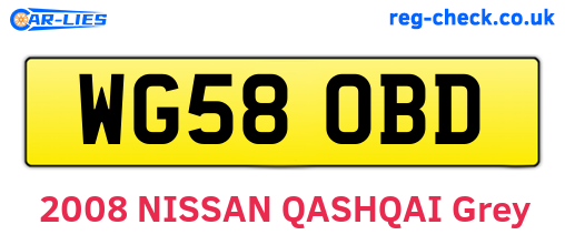 WG58OBD are the vehicle registration plates.