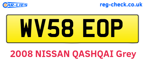 WV58EOP are the vehicle registration plates.