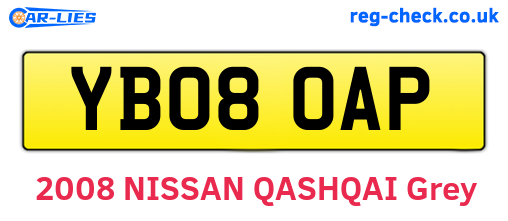 YB08OAP are the vehicle registration plates.
