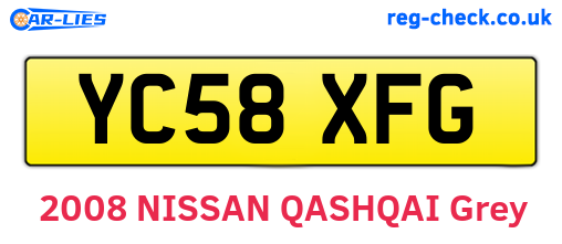YC58XFG are the vehicle registration plates.