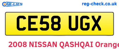 CE58UGX are the vehicle registration plates.