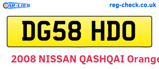 DG58HDO are the vehicle registration plates.