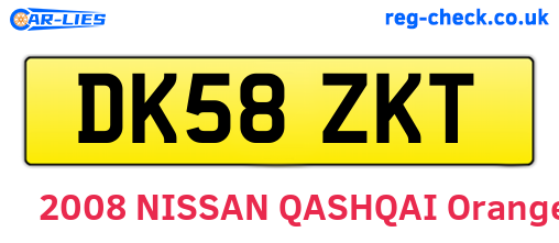 DK58ZKT are the vehicle registration plates.