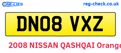DN08VXZ are the vehicle registration plates.