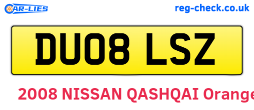 DU08LSZ are the vehicle registration plates.