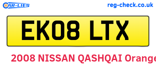 EK08LTX are the vehicle registration plates.