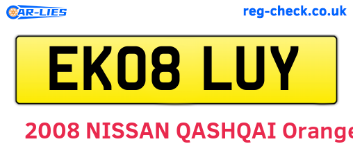 EK08LUY are the vehicle registration plates.