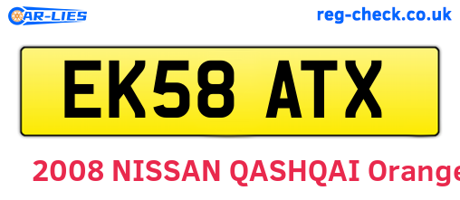 EK58ATX are the vehicle registration plates.