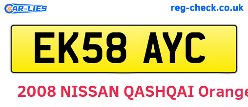 EK58AYC are the vehicle registration plates.