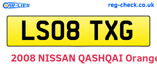 LS08TXG are the vehicle registration plates.