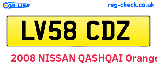 LV58CDZ are the vehicle registration plates.