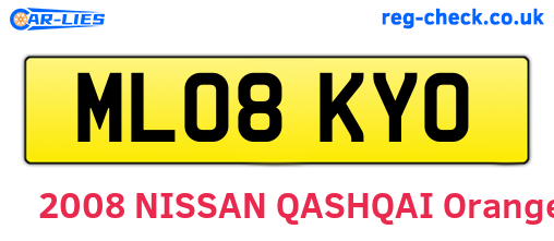 ML08KYO are the vehicle registration plates.