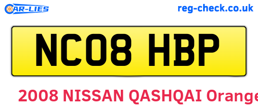NC08HBP are the vehicle registration plates.