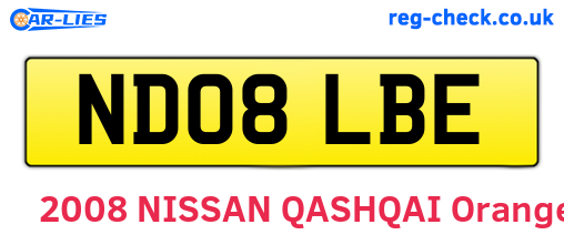 ND08LBE are the vehicle registration plates.
