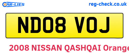 ND08VOJ are the vehicle registration plates.